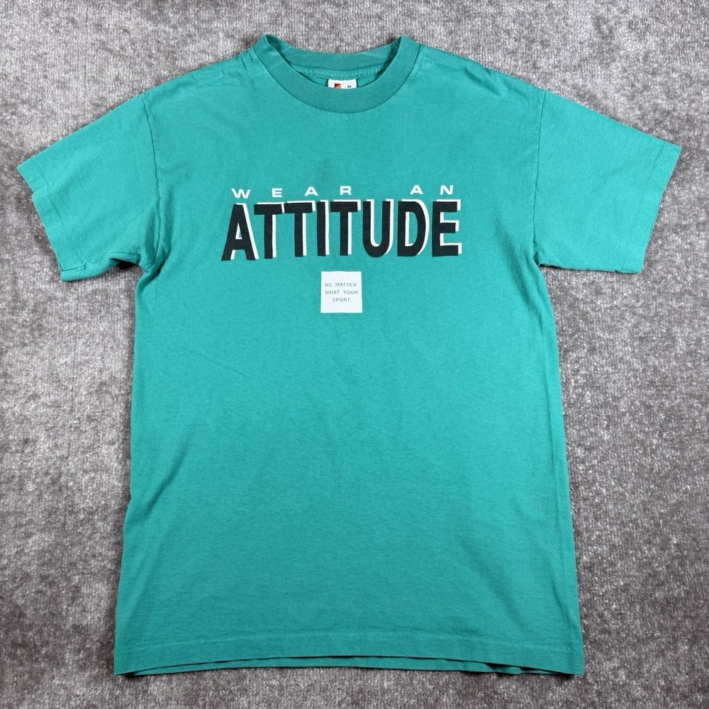 Vintage Signal Mega-Tee Men's Medium Teal‎ "Wear An Attitude" Short Sleeve